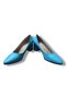 Women's Blue Genuine Leather Thick Heeled Stiletto - 7