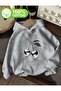 Cherry Print Detailed Hooded Sweatshirt with Fleece Inside