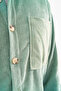 Men's Corduroy Shirt Aqua Green Relaxed Fit Long Sleeve Single Pocket - 7
