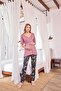 Front Buttoned Patterned Maternity Pajama Set 25123 - 2