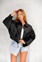 Oversized Bomber Belted Zippered Leather Jacket - 7