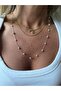 Stainless Steel Mini Zircon Heart with Letter E Necklace - 2