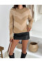 Soft Textured Knitwear Sweater with Feather Detail - 6