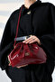 Burgundy Women's Medium Size Bohça Form Stylish Hand Bag with Gold Accessory and Crossbody Strap - 4