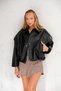 New Season Bomber Leather Jacket with Epaulet Detail