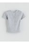 Gray Crew Neck Short Sleeve Baby Girl Blouse and Leggings 2-Piece Set - 3