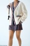 Beline 100% Cotton Knitwear Burgundy Navy Blue Striped Detail Long Sleeve Beige Cardigan - 4