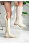 Beige Lace-Up Look Stylish Women's Boots 200113 - 3