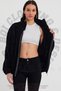 New Season Women's Premium Teddy Plush Zippered Sports Jacket with Piping Detail - Plush Cardigan Suitable for Winter