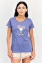 X Rosaline Women Graphic Print Pyjama Top, Slate Blue