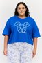 Rosaline By Women Crew Neck Short Sleeves Graphic Print Pajama Top, Blue