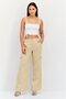 Women Regular Fit Plain Wide Leg Pants, Beige - 2