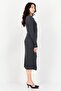 Women Ribbed Long Sleeve Midi Dress, Charcoal - 3