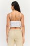 Women V-Neck Sleeveless Textured Crop Top, White - 2
