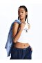 Xside Active White Crew Neck Embroidered Women's Crop - 2