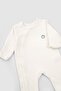 White Jumpsuit with Organic Cotton Booties and Self-Gloves - 3