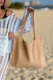 Women's Knitted Summer Knitwear Stone Beach Bag with Arm Strap 40X36