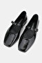 Women's Black Patent Leather Khaki Natural Leather Buckle Strap Ballet Shoes, Size 36-41 - 2