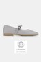 Women's Gray Khaki Natural Leather Buckle Strap Flat Shoes, Size 36-41