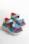 Women's Gray Blue Wedge Heel Orthopedic Comfortable Sole Velcro Adjustable Daily Stylish Sports Sandals