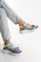 Women's Gray Blue Wedge Heel Orthopedic Comfortable Sole Velcro Adjustable Daily Stylish Sports Sandals - 4