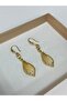 D'Oro Drop-Shaped Cat's Eye Stone Steel Earrings