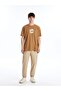 Xside Brown Crew Neck Short Sleeve Printed Combed Men's T-Shirt - 3