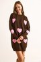 Women's Brown Heart Detailed Soft Textured Knitwear Tunic Dress Elb-19002284 - 4