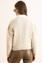 Women's Ecru 4 Button Thin Hair Braided Knitwear Cardigan Hrk-19000373 - 7