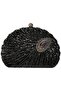 Elegant Peacock Feather Sequin Evening Clutch-Synthetic Material, with Removable Strap-Black - 2