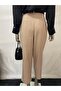 Women's High Waist Front Pleated Brown Carrot Pants - 4