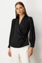 Double Breasted Collar Front Pleated Blouse