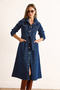 Women's Navy Blue Buttoned Pocketed Long Sleeve Denim Dress ELB-19002535 - 4
