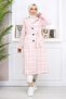 Plaid Şanel Kaşe Coat Pink 19137