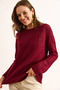 Women's Burgundy Openwork Detailed Knitwear Blouse Blz-19003090