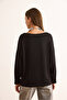 Women's Black Boat Neck Flowy Strawberry Blouse Blz-19003086 - 5