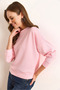 Women's Pink Modal Soft Textured Sweatshirt with Piping Detail Swt-19000732 - 5