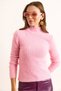Women's Pink Stand Collar Ribbed Beard Knitwear Sweater Kzk-19000979 - 4