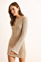 Women's Mink Backless Spanish Sleeve Textured Mini Knitwear Dress Elb-19002536 - 3