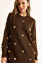 Women's Brown Color Pompom Soft Textured Tunic Dress Elb-19001979 - 6