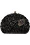 Elegant Peacock Feather Sequin Evening Clutch-Synthetic Material, with Removable Strap-Black