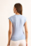 Women's Baby Blue Bat Soft Textured Flexible Blouse Blz-19002877 - 2
