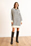 Women's White Diamond Pattern Soft Textured Knitwear Tunic Dress Elb-19002531 - 2