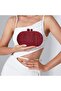 Luxurious Golden Oval Evening Clutch – Elegant Fabric Handbag with Detachable Strap for Weddings, - 7