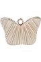 Elegant Champagne Butterfly Clutch – Pleated Ruched Design with Rhinestone Detail