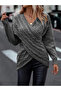 Double-Breasted Collar Braided Patterned Hair Braided Knitwear Kaza Anthracite