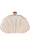 Champagne Shell-Shaped Evening Clutch – Elegant Crossbody Purse for Women with Removable Strap – - 2