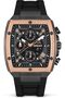 DT008 Chronograph Watch – Black Dial, Bold Rose Gold Accents, Screw-Detail Case, 40mm Silic