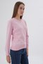 Women's Pink 100% Organic Cotton V-Neck Knitwear Sweater Blouse Trıst-6102 - 4