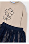 Girl's Tulle Skirt Sweatshirt Set Navy Blue 4936 - 3